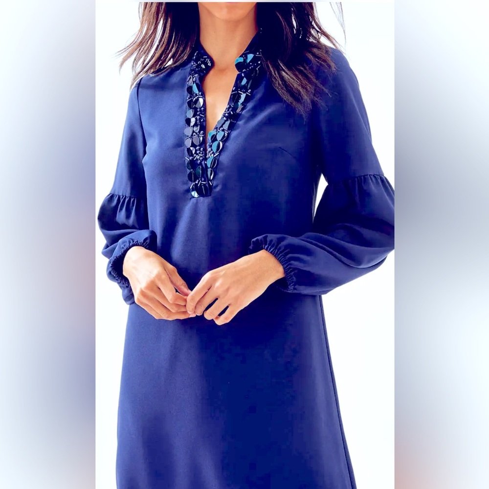 Lilly Pulitzer Navy Shea Stretch Dress. - worn once to Church! Gorgeous detail.